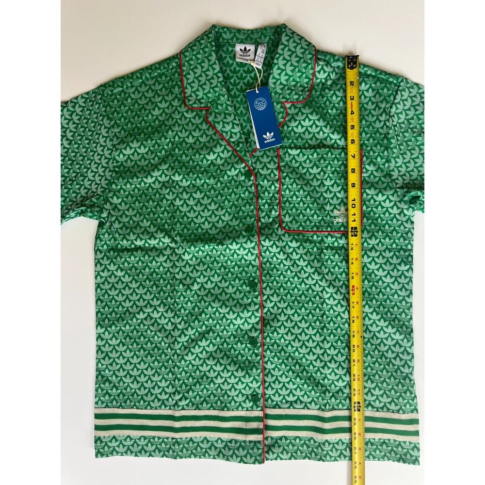 Adidas Adicolor 70s Satin Shirt IK7880 Green Women's Size M New - Picture 10 of 12